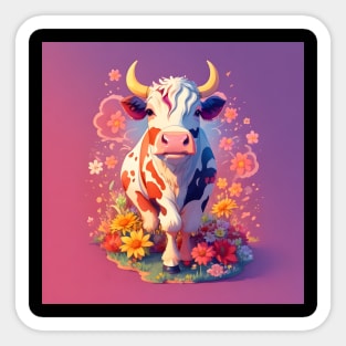 Whimsical Cow Sticker